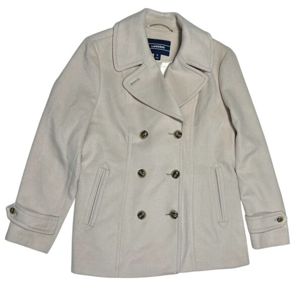 Lands' End Cream Pea Coat - Picture 1 of 7